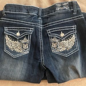 Size 7 stretch designer embellished  jeans - worn less than 5 times - like new